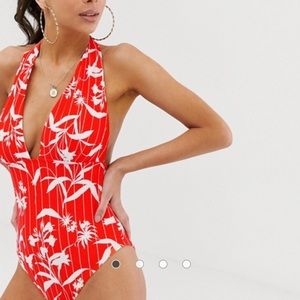 ASOS Flamenco High Waisted One Piece Swimsuit